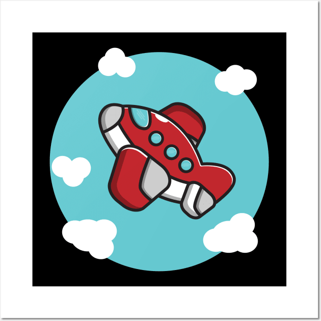 cute red plane Wall Art by fflat hds